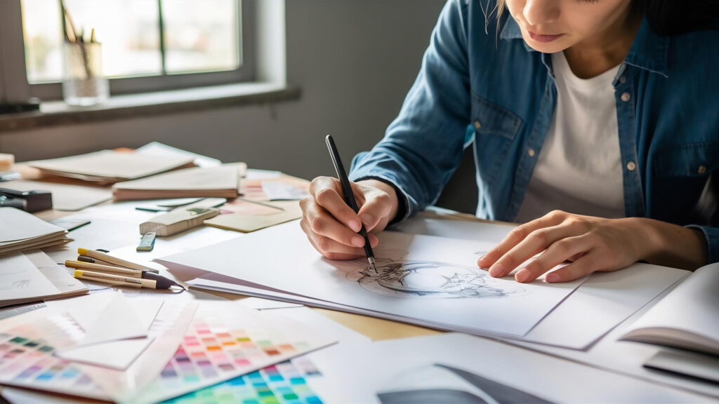 Perbandingan desain konten sosial media Bekasi hasil template Canva-AI versus desain grafis profesional berbasis brand guideline 